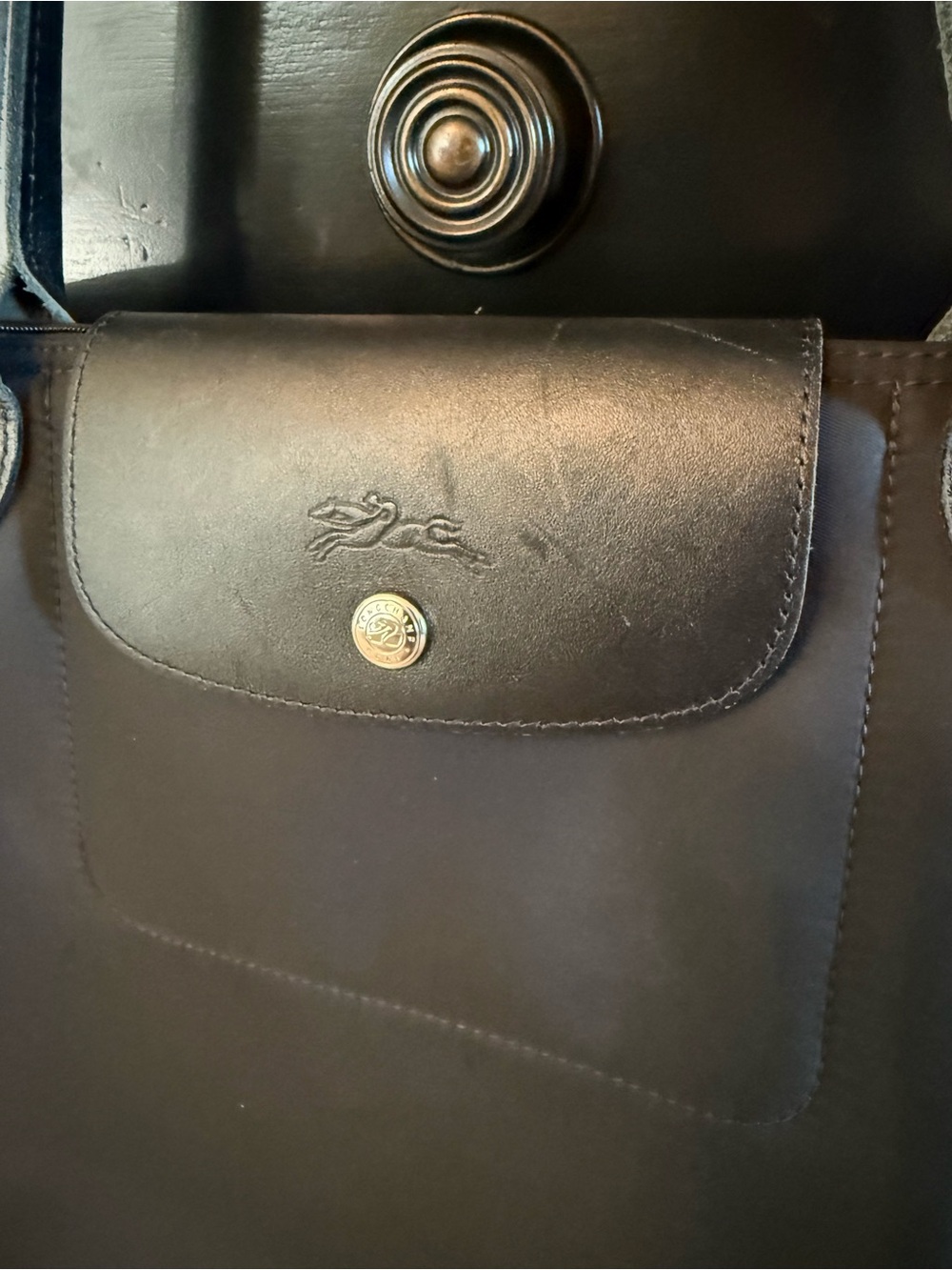 Longchamp Classic Black Tote Bag with Leather Trim - Picture 2 of 9